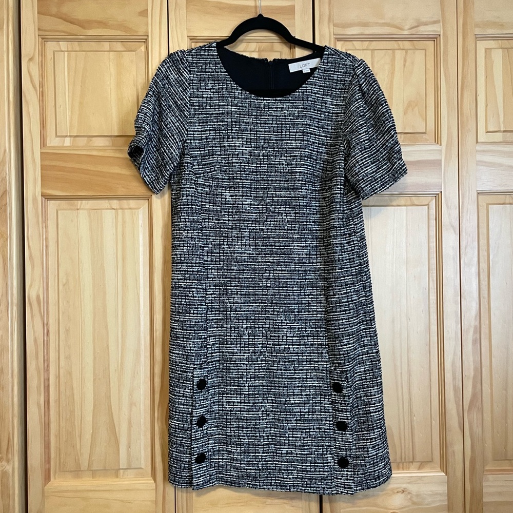 Loft black and white shift dress